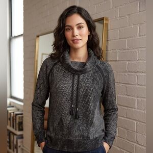 Kirkland Signature Black & White Marled Funnel Neck Sweater